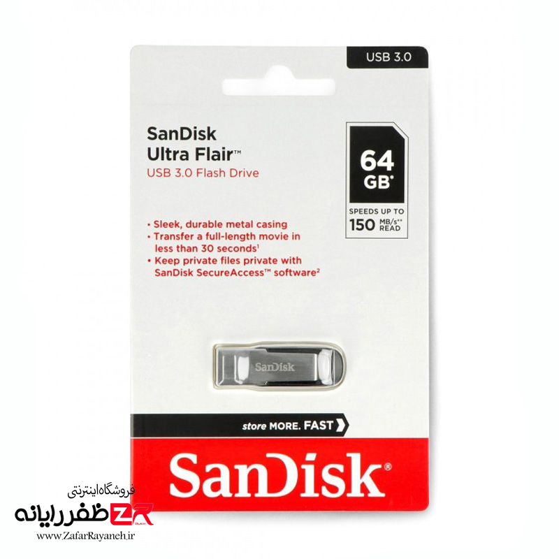 فلش مموری USB 3.0 سن دیسک مدل SanDisk Ultra Flair ظرفیت 128 گیگابایت